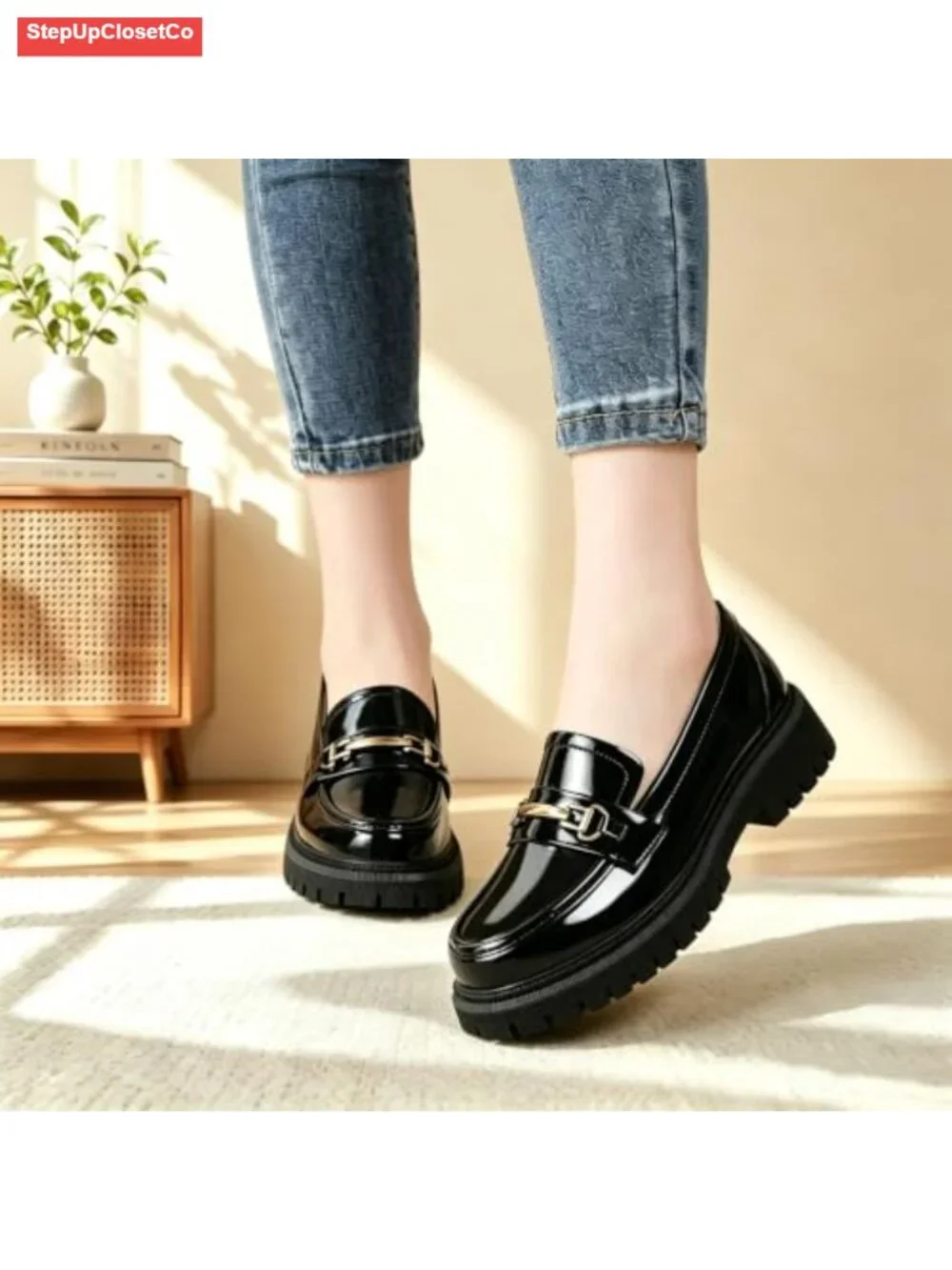 Women Leather Penny Loafers Slip On Comfort Flat Office Work Casual Shoes
